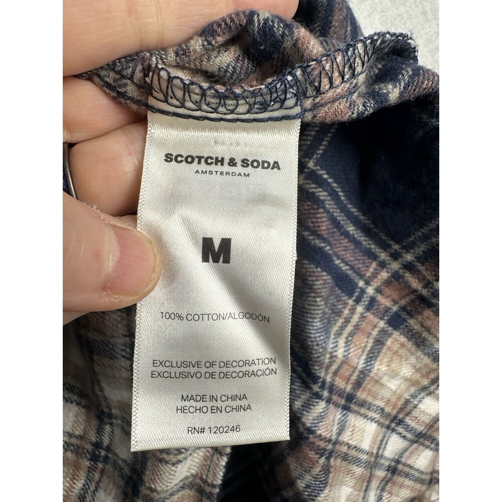 Scotch & Soda Plaid Flannel Womens Crop Slouch Medium Button Up Top Long Sleeve - Picture 3 of 7
